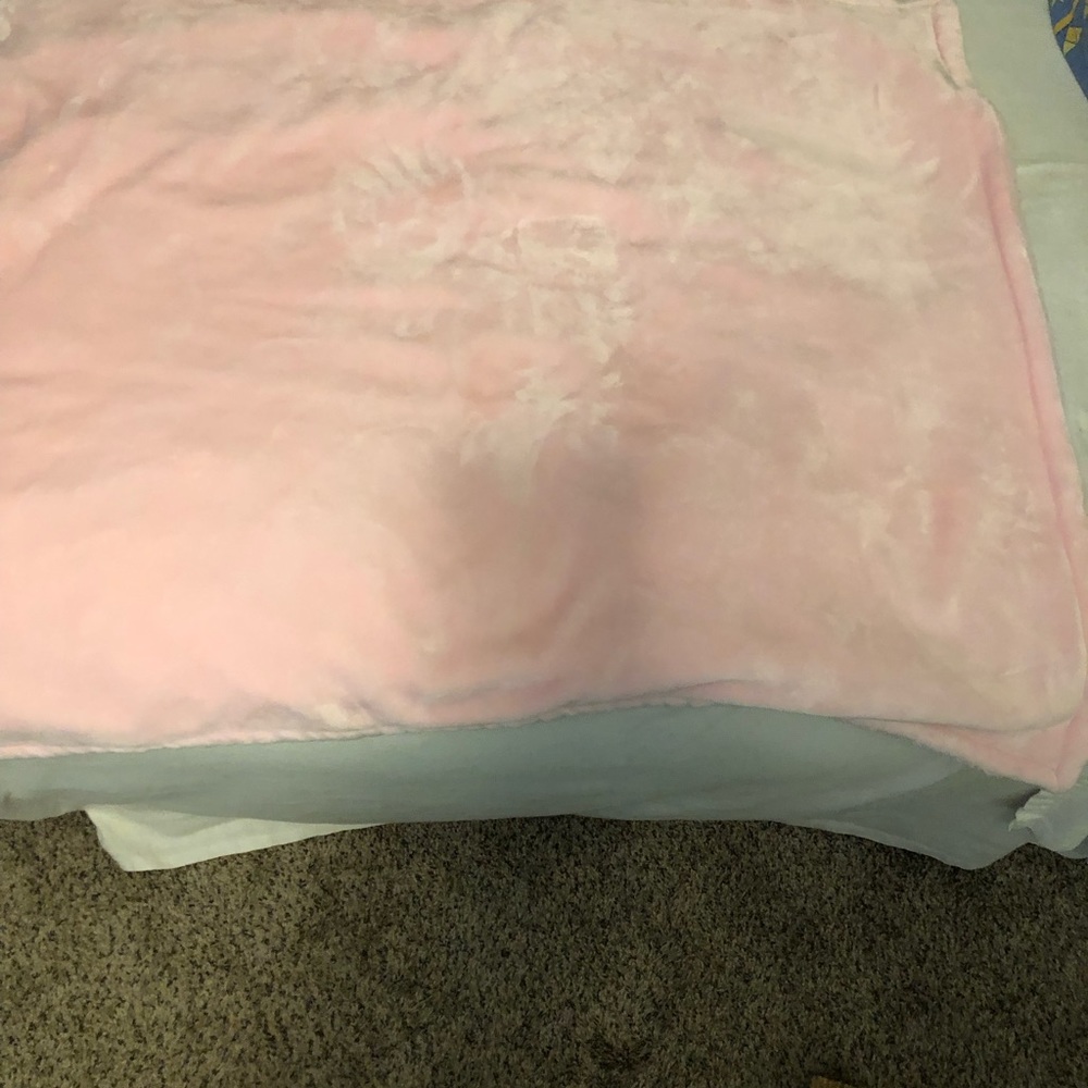 This pink bunny blanket is so incredibly soft.  Has a hat with cute bunny ears. - Picture 3 of 5
